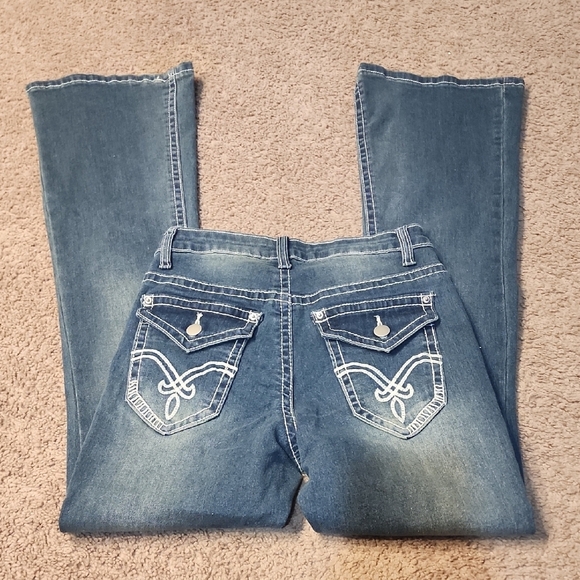 SHEIN Blue Flare Wide Leg Jeans with Distressed Details - Picture 4 of 4